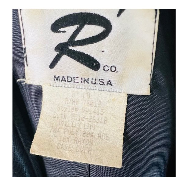 Vintage 80s R’ Co. Tuxedo JacketTie Front Satin Collar Made in USA Black Sz M - Picture 12 of 12